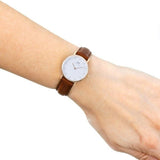 Daniel Wellington Classy St Mawes White Dial Brown Leather Strap Watch For Women - DW00100059