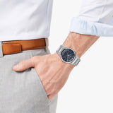 Salvatore Ferragamo Sapphire Blue Dial Silver Steel Strap Watch for Men - SFHP006-20