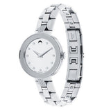 Movado Sapphire Diamonds Silver Dial Silver Steel Strap Watch For Women - 606814