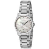Gucci G Timeless Diamonds Mother of Pearl Dial Silver Steel Strap Watch For Women - YA126542