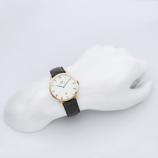 Daniel Wellington Classic Sheffield White Dial Black Leather Strap Watch For Men - DW00100084