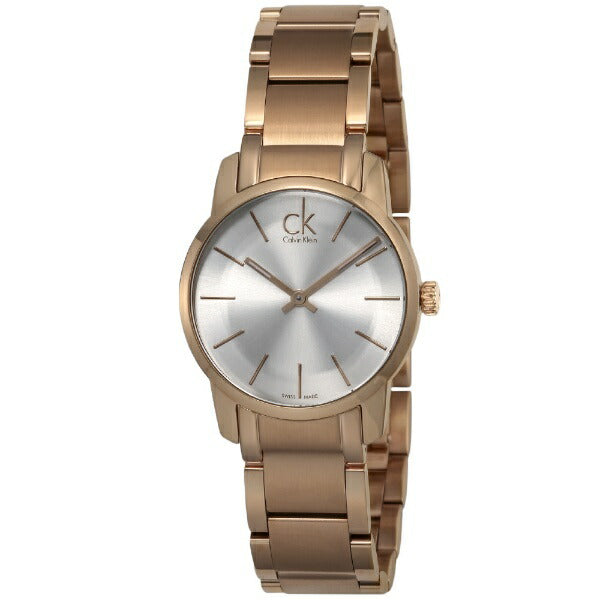 Calvin Klein City White Mother of Pearl Dial Rose Gold Steel Strap Watch for Women - K2G23646