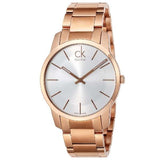 Calvin Klein City White Dial Rose Gold Steel Strap Watch for Men - K2G21646