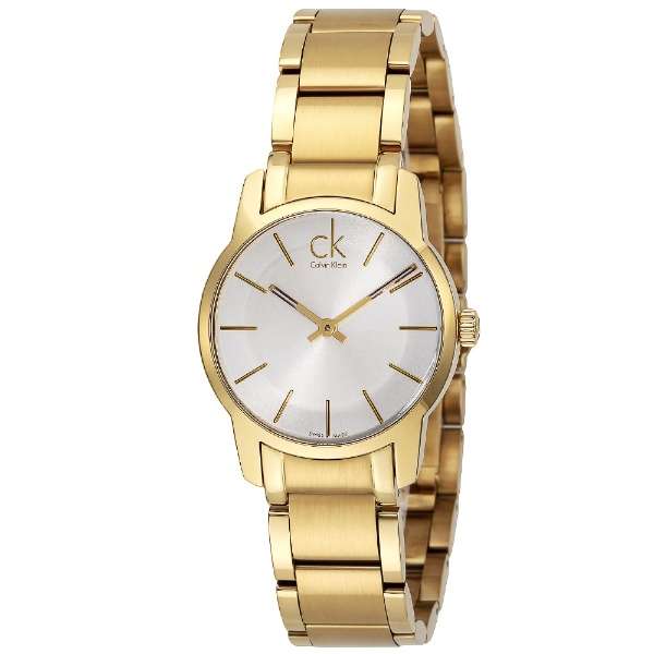 Calvin Klein City White Dial Gold Steel Strap Watch for Women - K2G23546