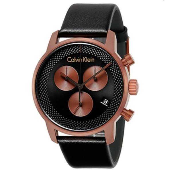 Calvin Klein City Chronograph Black Dial Black Leather Strap Watch for Men - K2G17TC1