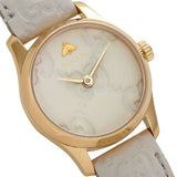 Gucci G Timeless Quartz White Dial White Leather Strap Watch For Women - YA126580A