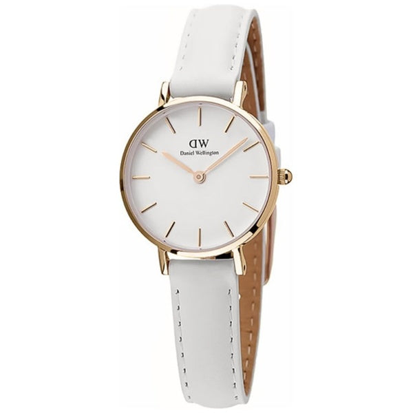 Daniel Wellington Petite Bondi White Dial White Leather Strap Watch for Women - DW00100189