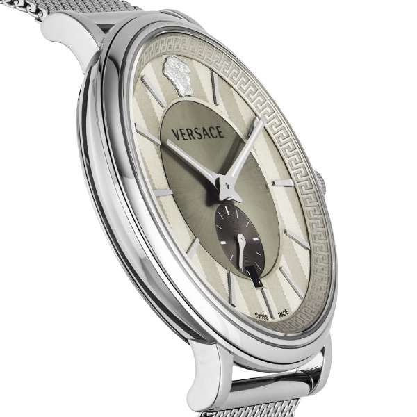 Versace V-Circle Silver Dial Silver Mesh Bracelet Watch for Men - VBQ060017