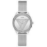 Guess Tri Glitz Quartz Silver Dial Silver Mesh Bracelet Watch For Women - W1142L1