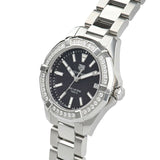Tag Heuer Aquaracer Quartz Diamonds Black Dial Silver Steel Strap Watch for Women - WAY131P.BA0748