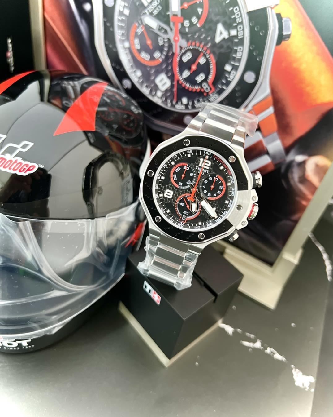 Tissot T Race Moto GP Limited Edition Chronograph Black Dial Silver Steel Strap Watch for Men - T141.417.11.057.00