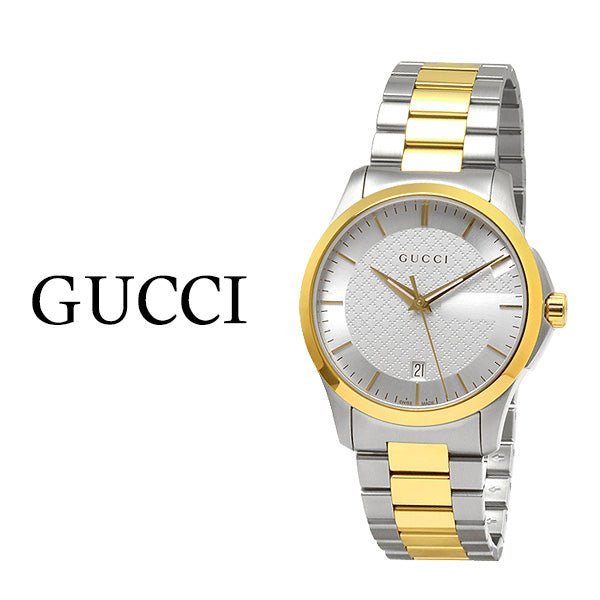 Gucci G Timeless Silver Dial Two Tone Steel Strap Watch For Men - YA126474