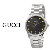 Gucci G Timeless Black Dial Silver Steel Strap Watch For Women - YA1264029