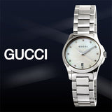 Gucci G Timeless Diamonds Mother of Pearl Dial Silver Steel Strap Watch For Women - YA126542