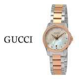 Gucci G Timeless Diamonds Mother of Pearl Dial Two Tone Steel Strap Watch For Women - YA126544