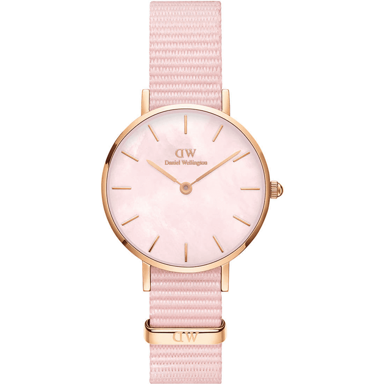 Daniel Wellington Petite Mother of Pearl Pink Dial Pink Nylon Strap Watch For Women - DW00100512