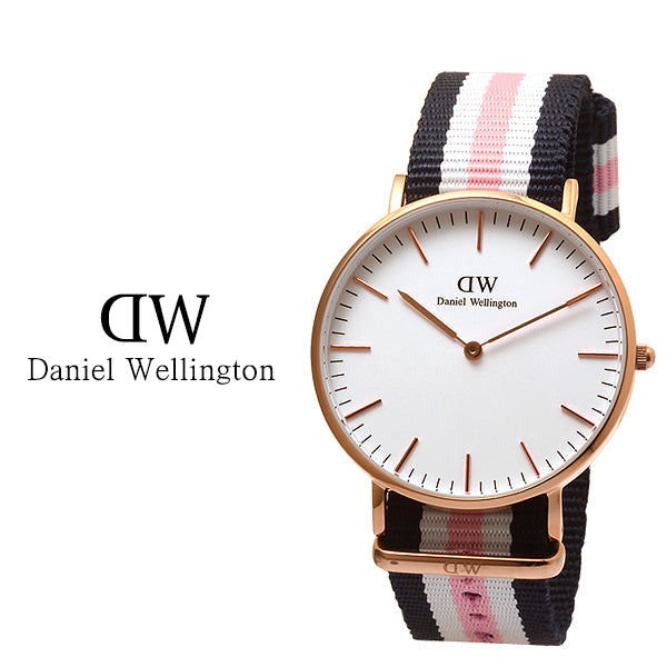 Daniel Wellington Classic South Hampton White Dial Two Tone Nylon Strap Watch For Women - DW00100034