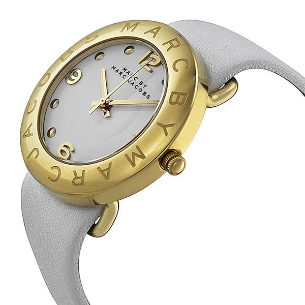 Marc Jacobs Amy White Dial White Leather Strap Watch for Women - MBM1150