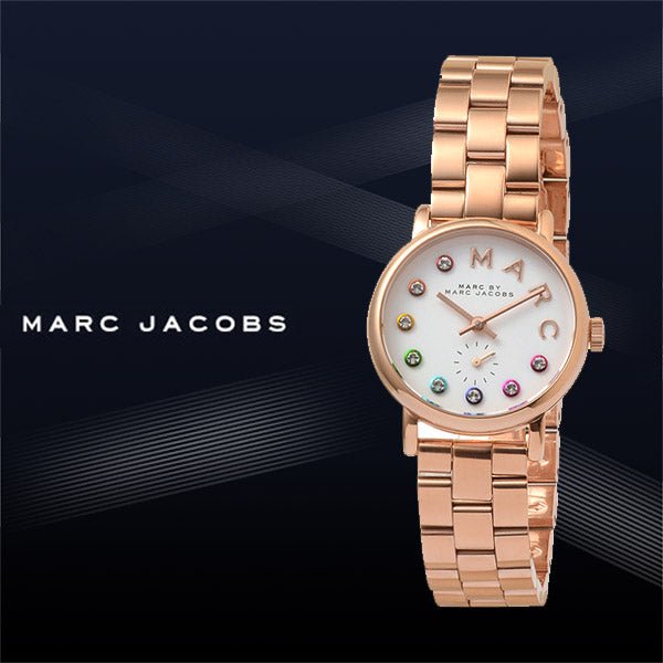 Marc Jacobs Baker Dexter White Dial Rose Gold Steel Strap Watch for Women - MBM3443