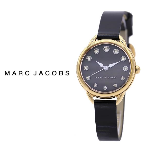Marc Jacobs Betty Mother of Pearl Black Dial Black Leather Strap Watch for Women - MJ1513
