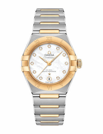 Omega Constellation Manhattan Mother of Pearl Dial Two Tone Steel Strap Watch for Women - 131.20.28.60.55.002
