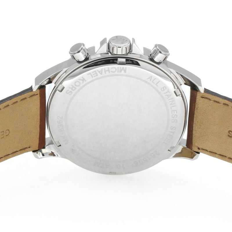 Michael Kors Gage Chronograph Blue Dial Brown Leather Strap Watch For Men - MK8362