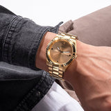 Guess Connoisseur Analog Gold Dial Gold Steel Strap Watch For Men - GW0542G2