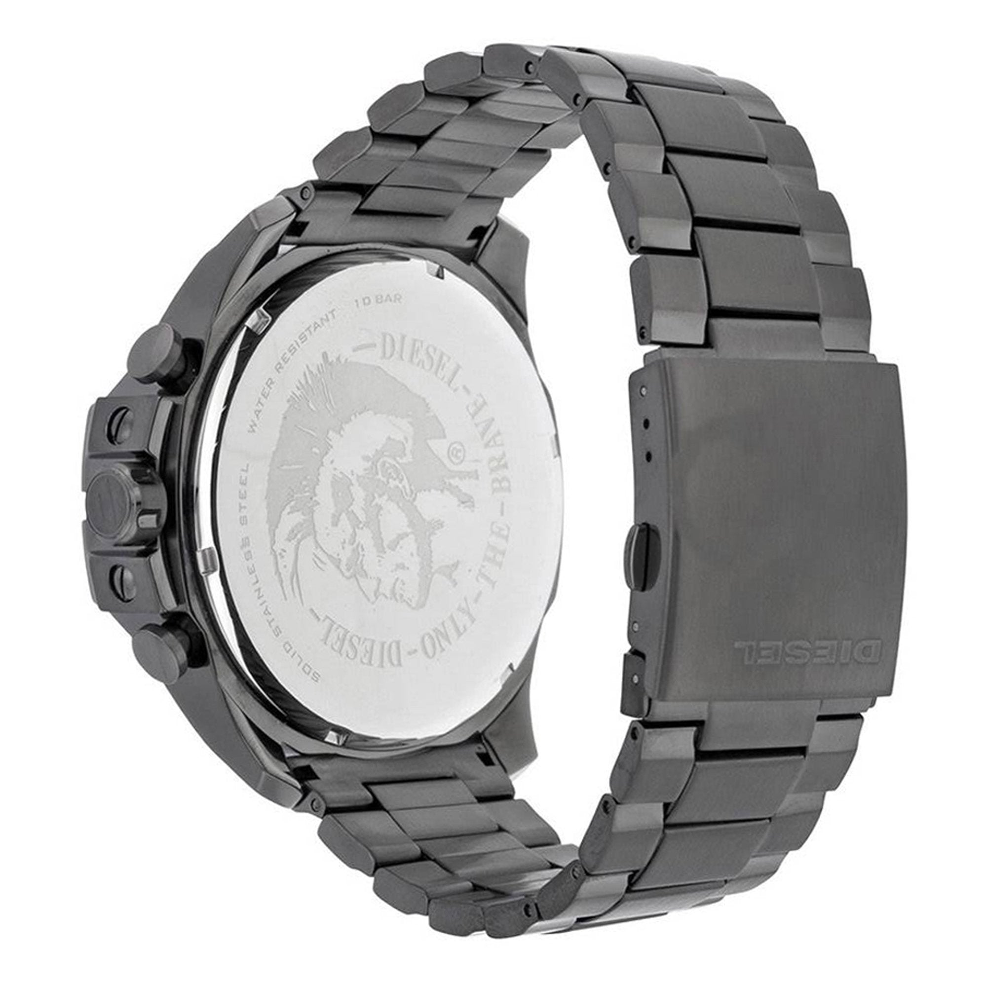 Diesel Mega Chief Chronograph Grey Dial Grey Steel Strap Watch for Men - DZ4282