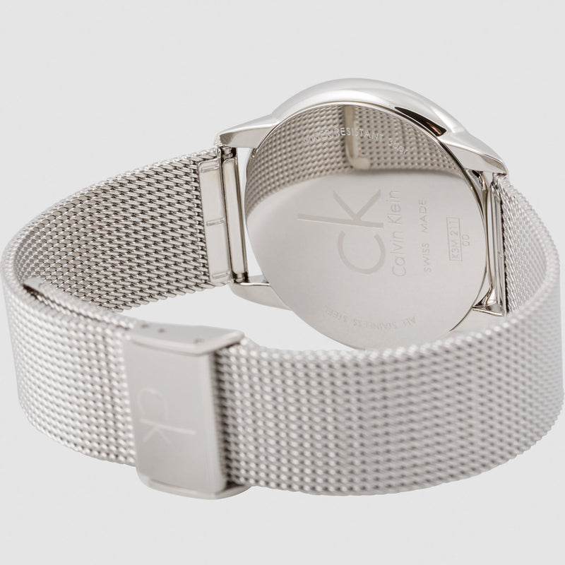 Calvin Klein Minimal Silver Dial Silver Mesh Bracelet Watch for Men - K3M21126