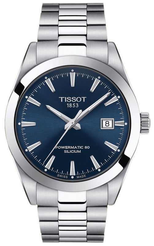 Tissot Gentlemen Powermatic 80 Silicium Blue Dial Silver Steel Strap Watch For Men - T127.407.11.041.00