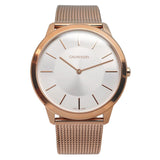 Calvin Klein Minimal White Dial Rose Gold Mesh Bracelet Watch for Men - K3M21626