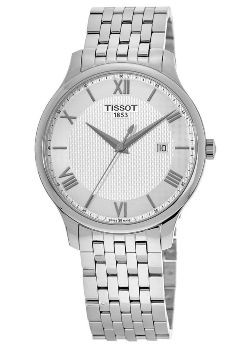 Tissot T Classic Tradition Silver Dial Silver Steel Strap Watch For Men - T063.610.11.038.00