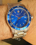 Movado Series 800 Blue Dial Silver Steel Strap Watch for Men - 2600151