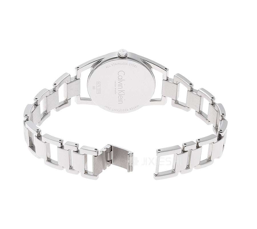 Calvin Klein Dainty Silver Dial Silver Steel Strap Watch for Women - K7L23146