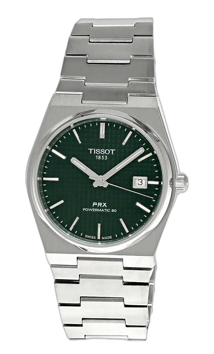 Tissot PRX Powermatic 80 Green Dial Silver Steel Strap Watch for Men - T137.207.11.091.00