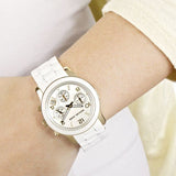 Michael Kors Runway Chronograph White Dial White Steel Strap Watch for Women - MK5145