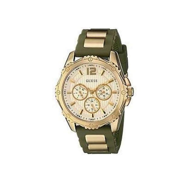 Guess Interpid 2 Golden Dial Two Tone Silicon Strap Watch For Women - W0325L5
