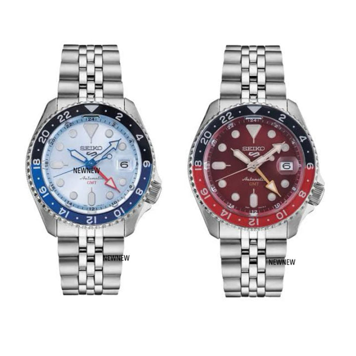Seiko 5 Sports Automatic GMT SKX Sports Style Asia Exclusive Limited Edition Ice Blue Dial Silver Steel Strap Watch For Men - SSK029K1