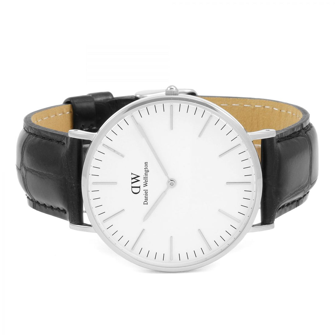 Daniel Wellington Classic York White Dial Black Leather Strap Watch For Men - DW00100025