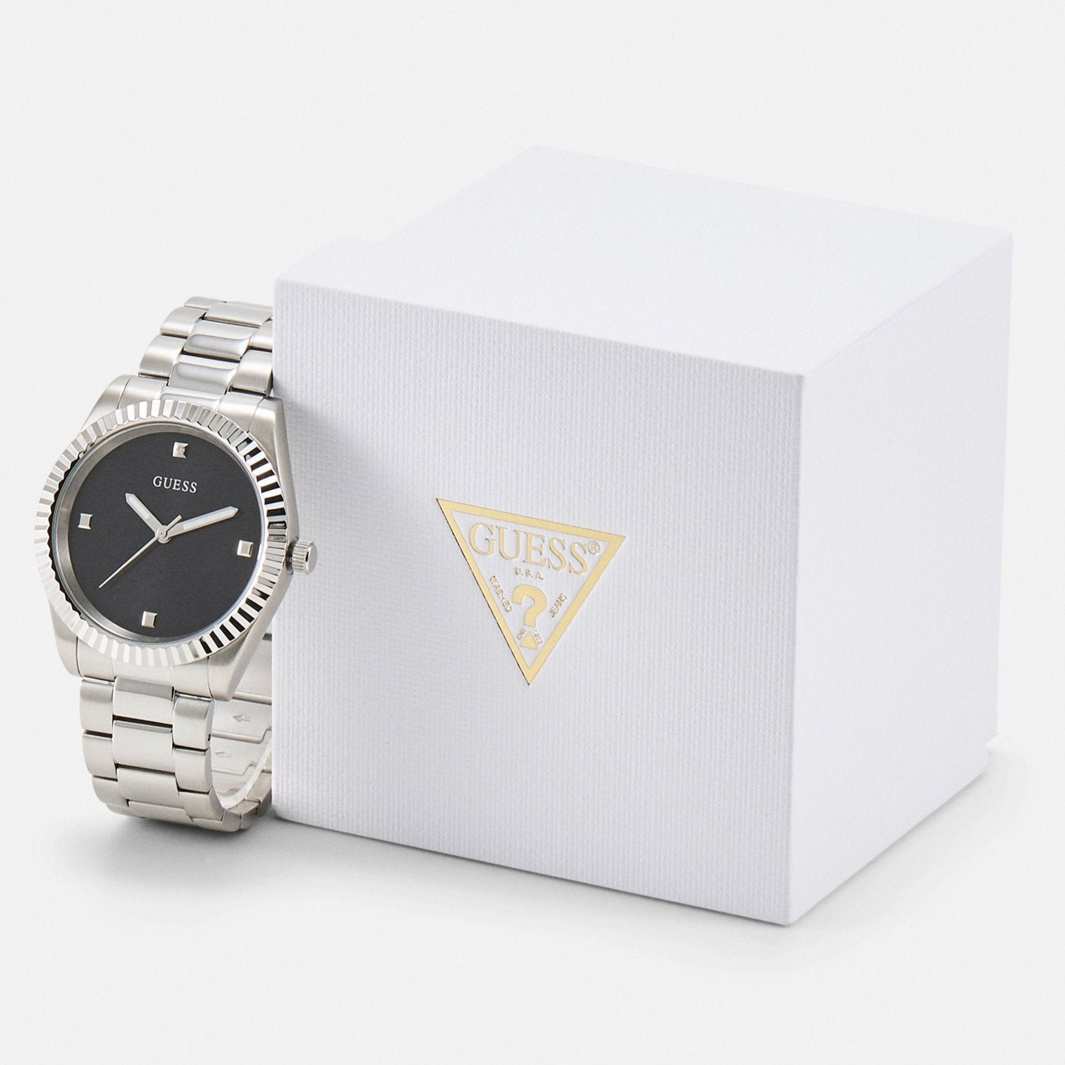 Guess Connoisseur Analog Black Dial Silver Steel Strap Watch For Men - GW0542G1