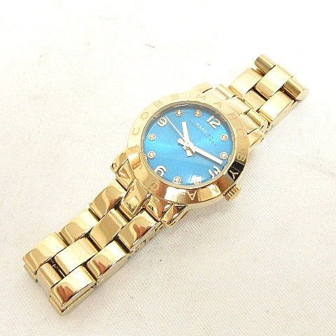 Marc Jacobs Amy Dinky Blue Dial Gold Steel Strap Watch for Women - MBM3229