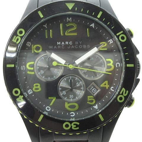 Marc Jacobs Rock Chronograph Black Dial Black Steel Strap Watch for Men - MBM5026
