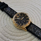 Guess Swirl Quartz Black Dial Black Silicone Strap Watch for Women - W1096L3