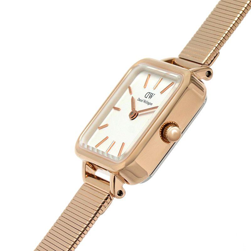 Daniel Wellington Quadro Studio White Dial Rose Gold Mesh Strap Watch For Women - DW00100517