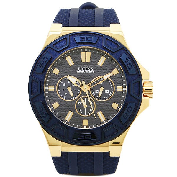 Guess Force Blue & Rose Gold Dial Blue Silicone Strap Watch For Men - W0674G2