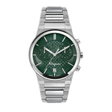 Salvatore Ferragamo Sapphire Chrono Green Dial Silver Steel Strap Watch for Men - SFME00421