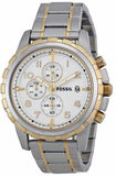 Fossil Dean Chronograph White Dial Silver Steel Strap Watch for Men - FS4795