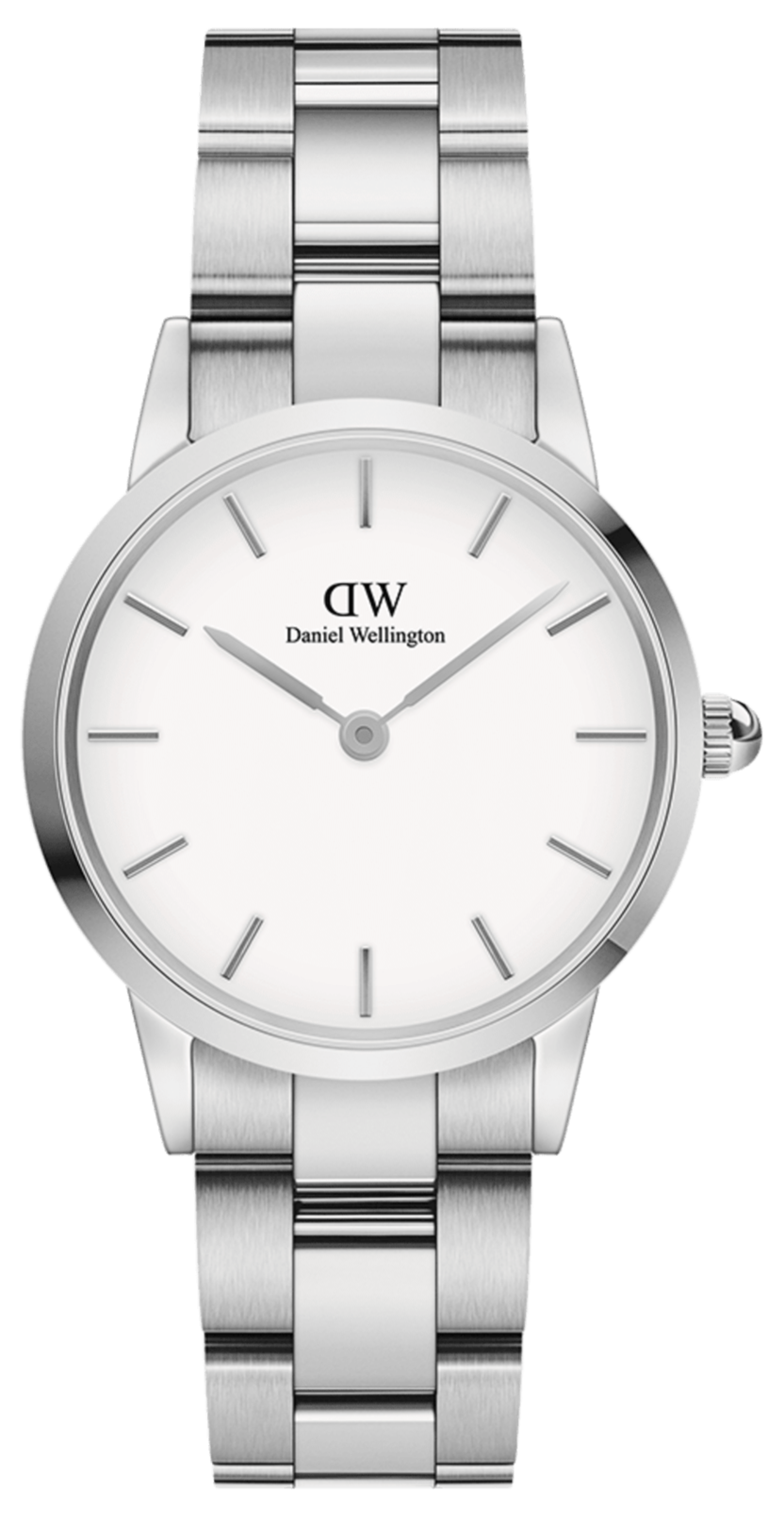Daniel Wellington Iconic Link White Dial Silver Steel Strap Watch for Women - DW00100203