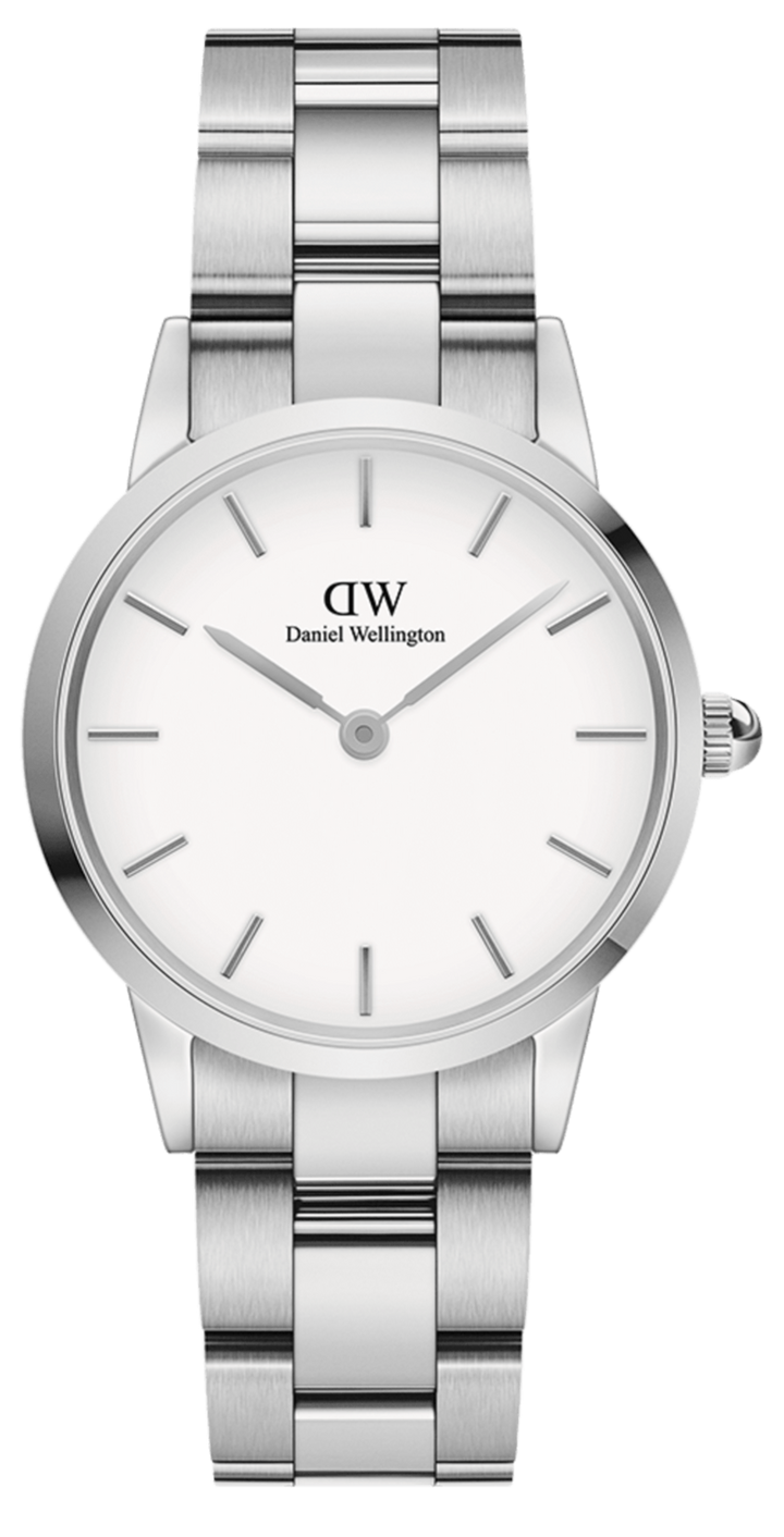 Daniel Wellington Iconic Link White Dial Silver Steel Strap Watch for Women - DW00100203