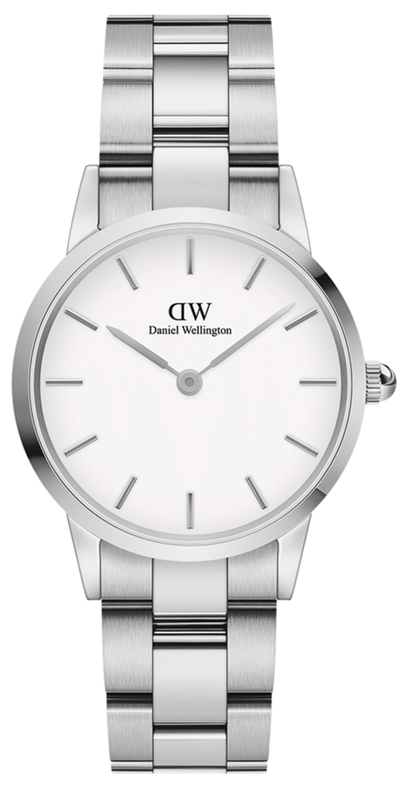Daniel Wellington Iconic Link White Dial Silver Steel Strap Watch for Women - DW00100203